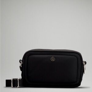 Crossbody Camera Bag -  black and silver